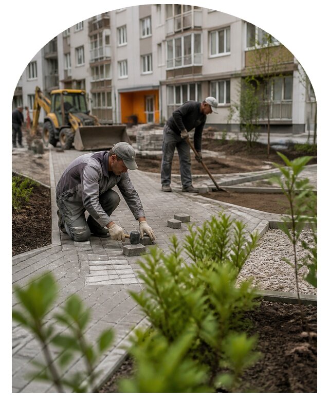 Благоустройство двора многоквартирного дома в Архангельске